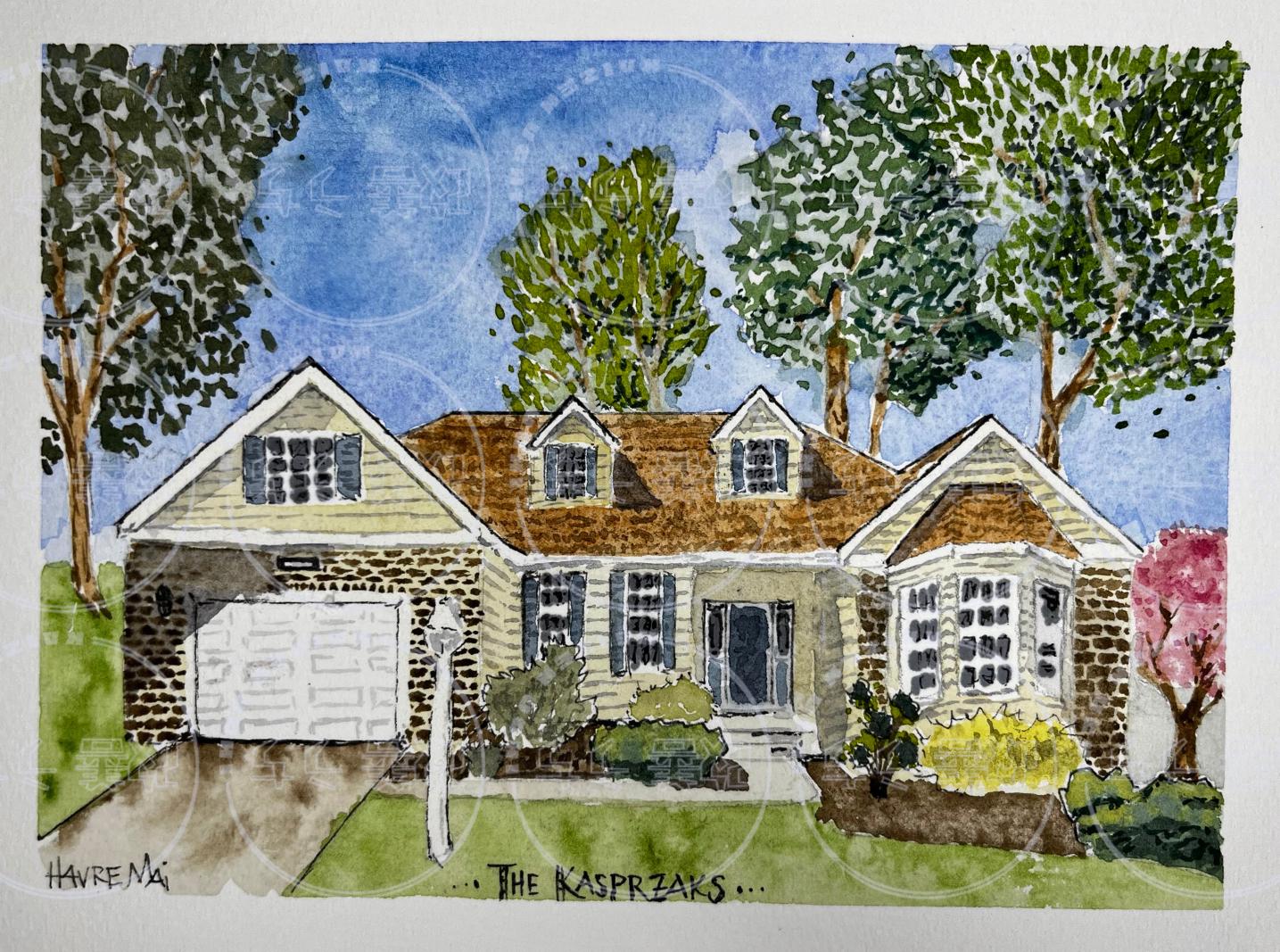 Custom Home Portrait – Watercolor Painting of Personal, Childhood, or First Homes – Unique Housewarming Gift